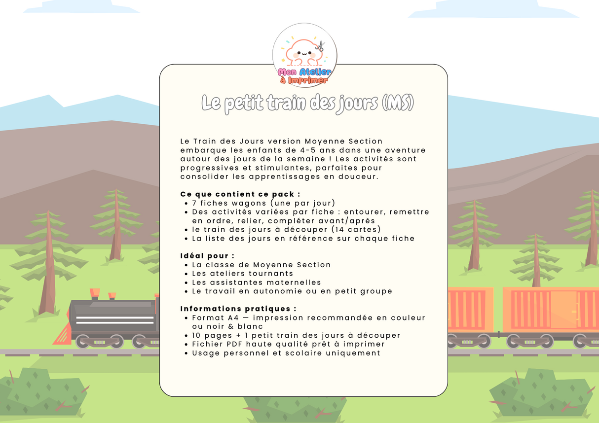Le petit train des jours – Spécial Moyenne Section (4-5 ans) - Produit Digital (PDF)