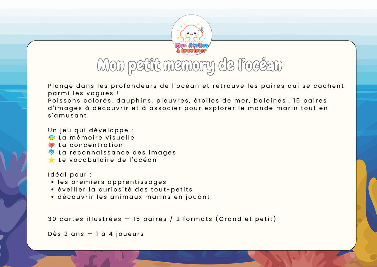 Mon Petit Memory de l'Océan - Produit digital (PDF)
