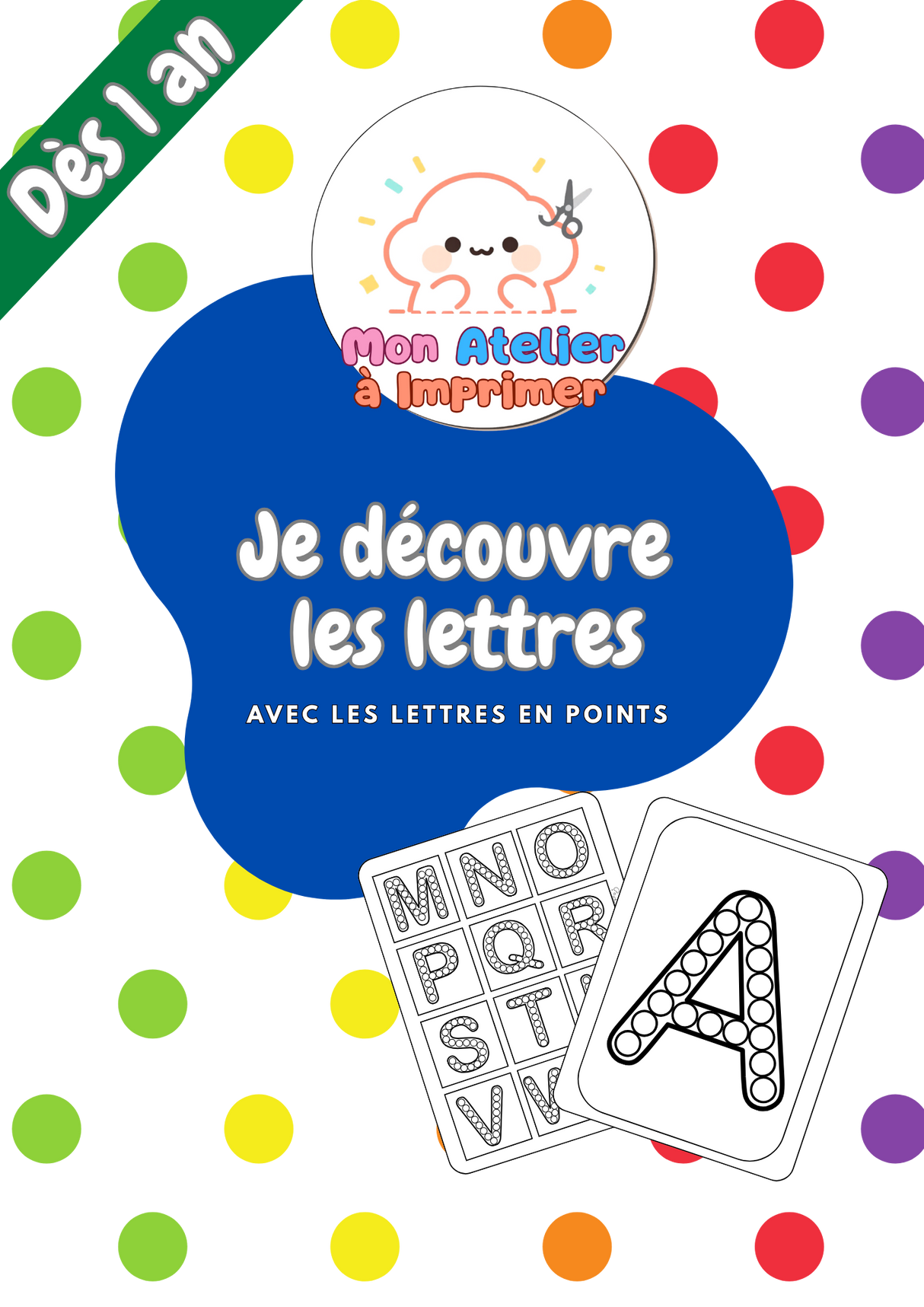 Je découvre les lettres – Alphabet en points à imprimer, dès 1 an - Produit Digital (PDF)