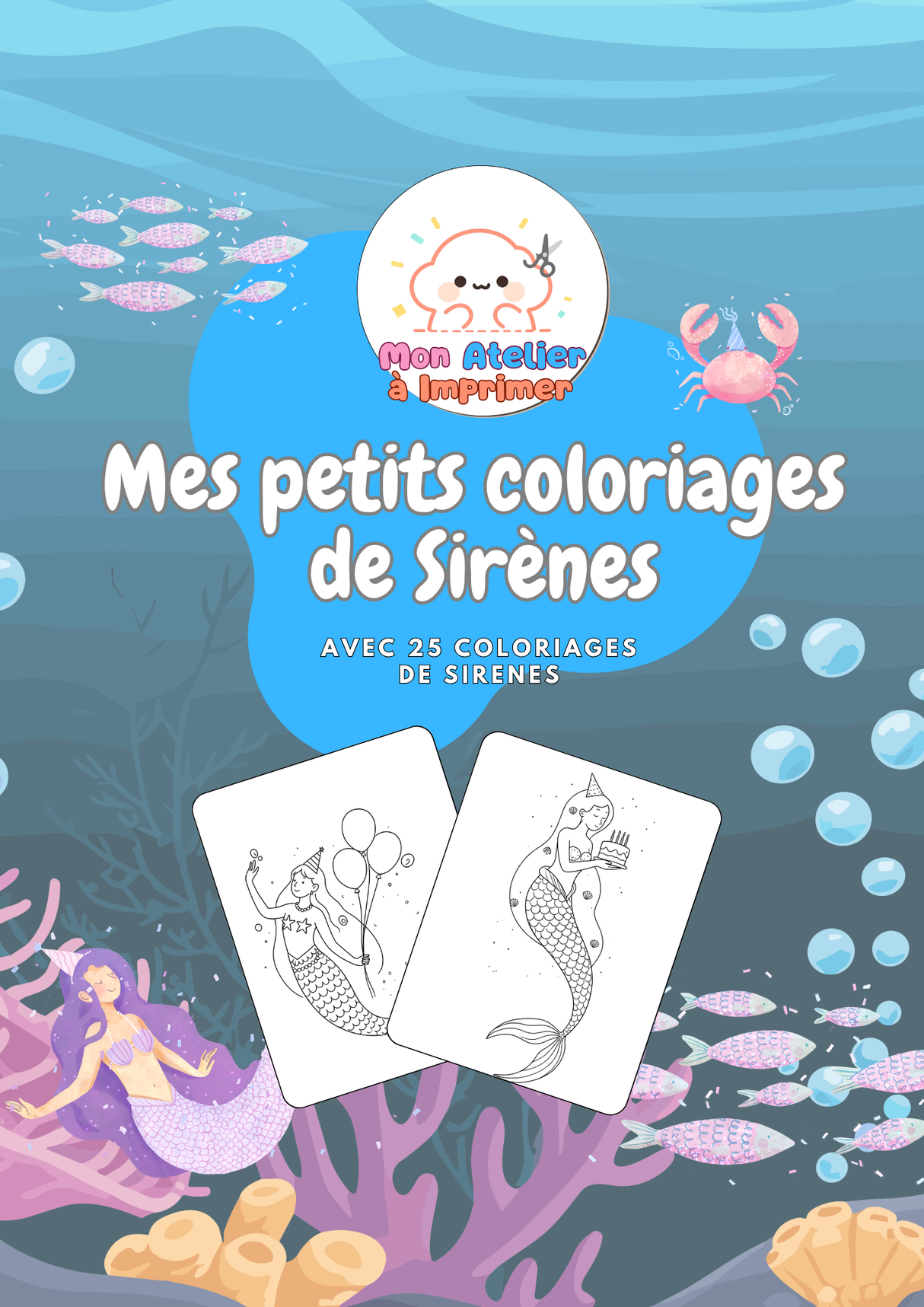 Mes Petits Coloriages de Sirènes – 25 Illustrations à Imprimer - Produit Digital (PDF)