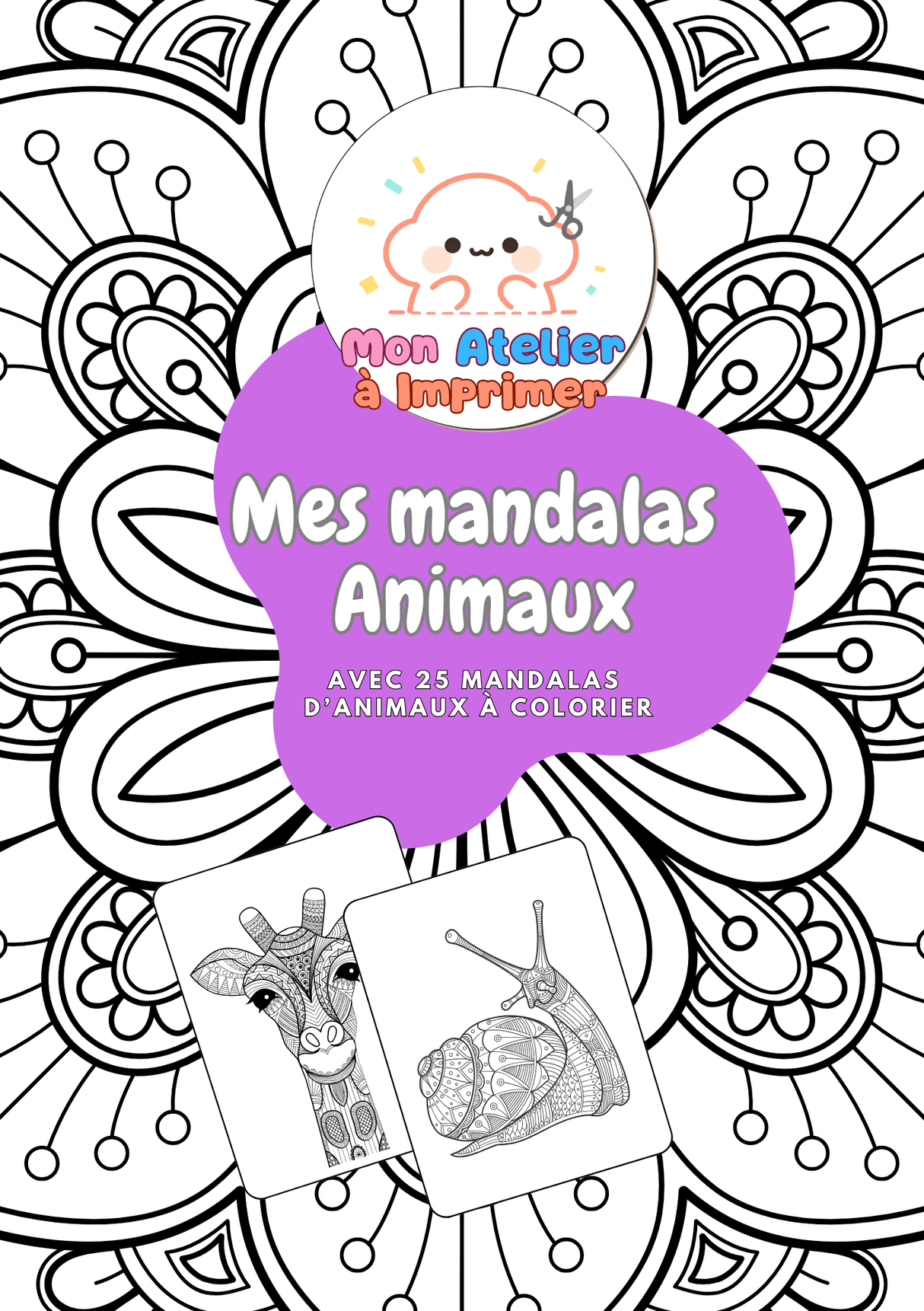 Mes Mandalas Animaux – 25 illustrations à colorier à imprimer - Produit digital (PDF)