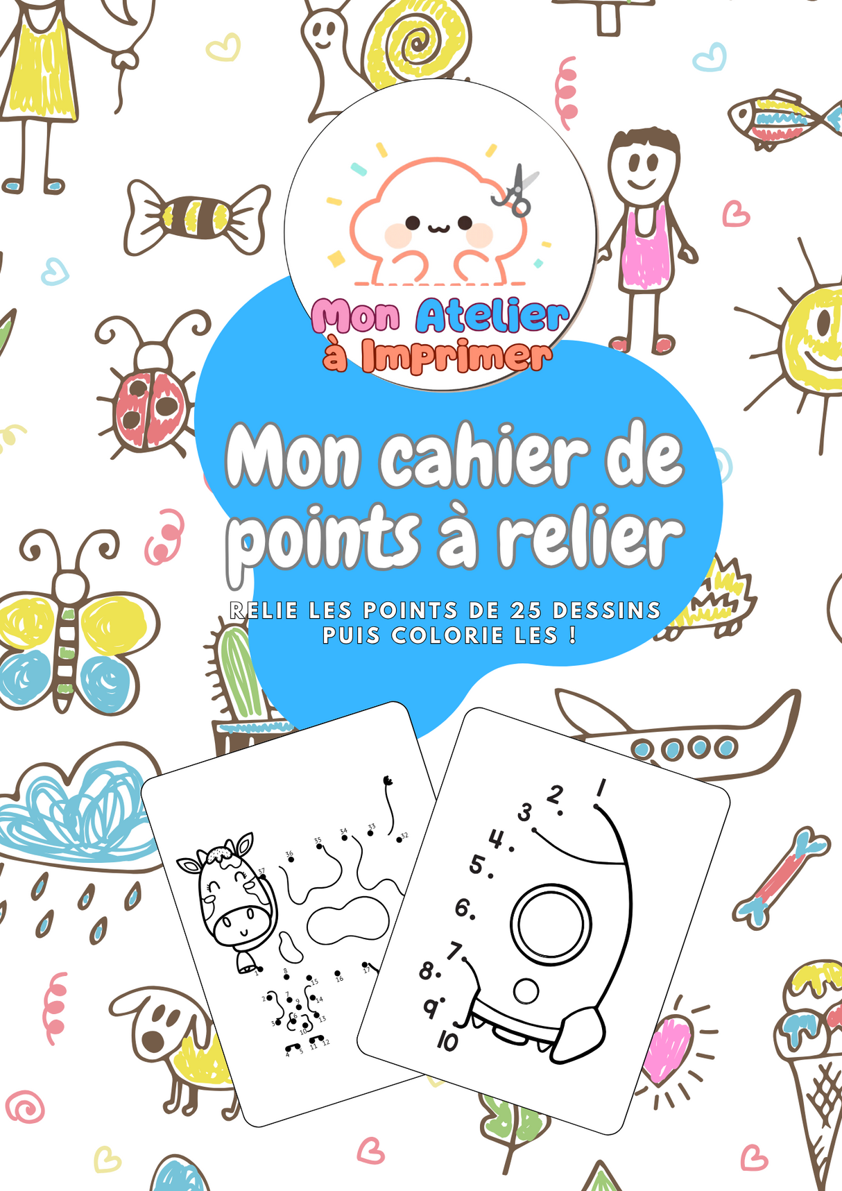 Mon cahier de points à relier — 25 dessins à découvrir ! Produit Digital (PDF)