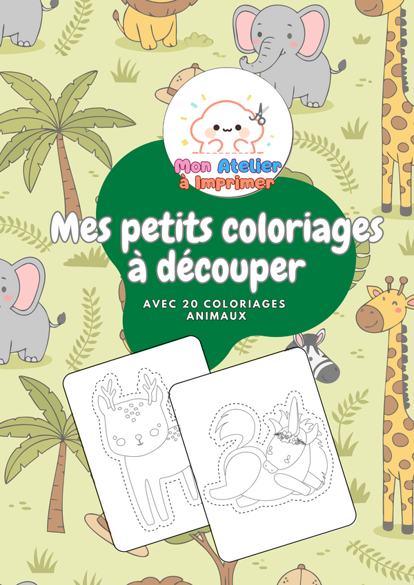 Mes petits coloriages à découper — 20 coloriages animaux - Produit digital (PDF)