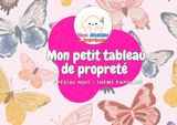 Tableau de propreté - Spécial Nuit - Thème Papillon - Produit Digital (PDF)