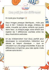 Mon petit jeu des différences – Spécial Plage - Produit Digital (PDF)