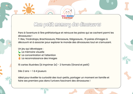 Mon Petit Memory des Dinosaures - Produit digital (PDF)