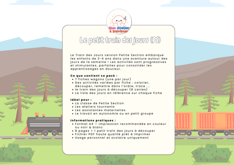 Le Petit Train des Jours – Spécial Petite Section (3-4 ans) - Produit digital (PDF)
