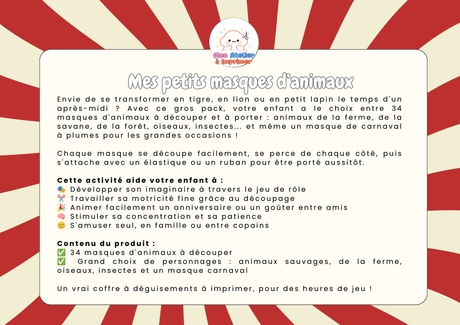 Mes petits masques d'animaux — Gros pack de 34 masques à découper - Produit Digital (PDF)