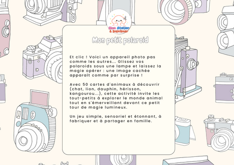 Mon petit Polaroid – Activité découverte 50 cartes d'animaux à imprimer (dès 1 an) - Produit Digital (PDF)