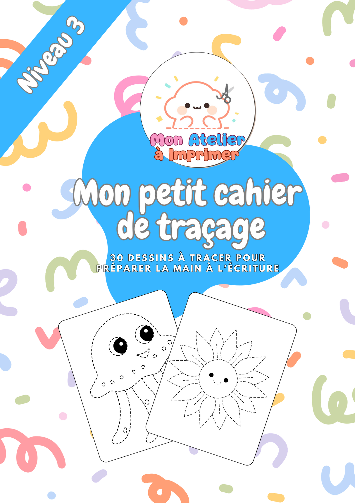 Mon petit cahier de traçage - Niveau 3 - 30 dessins en pointillés - Produit Digital (PDF)