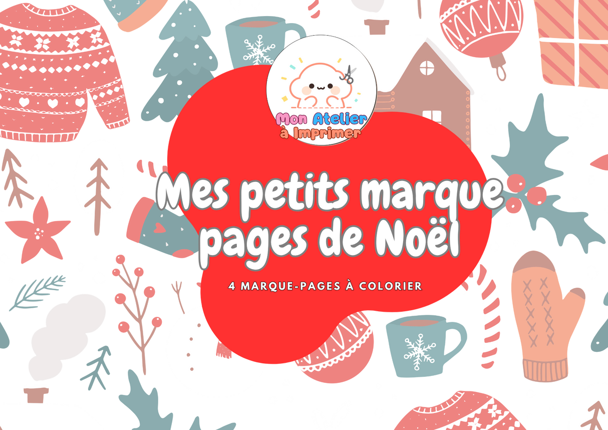 Mes Petits Marque-Pages de Noël – 4 Marque-Pages à Colorier - Produit Digital (PDF)