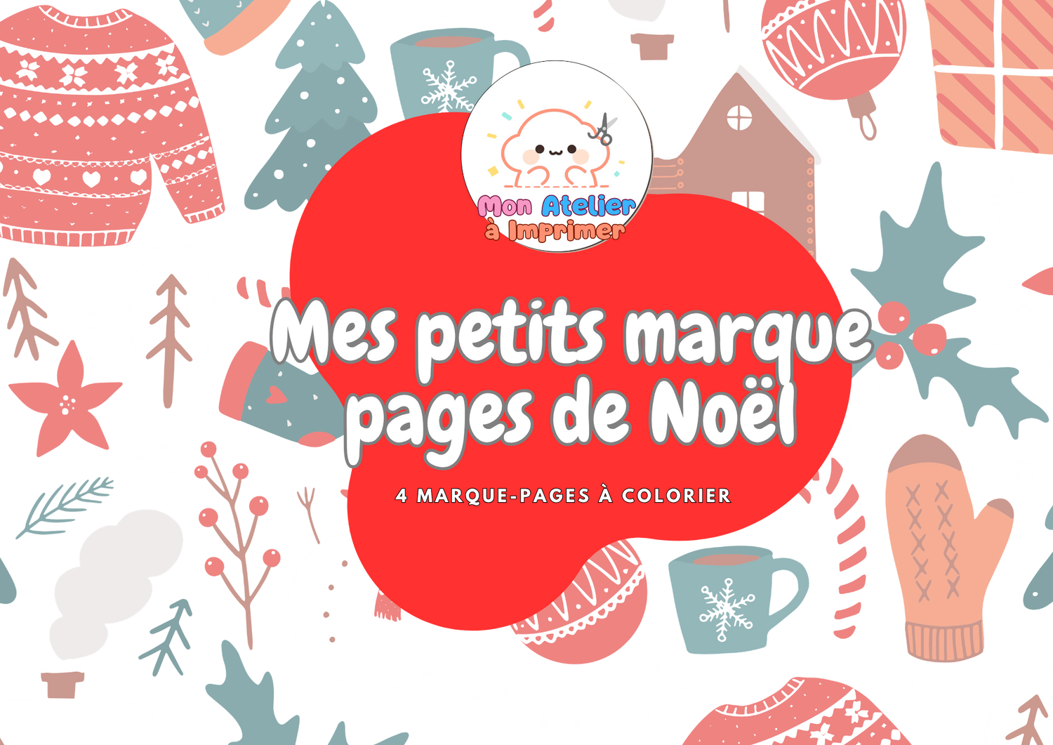 Mes Petits Marque-Pages de Noël – 4 Marque-Pages à Colorier - Produit Digital (PDF)