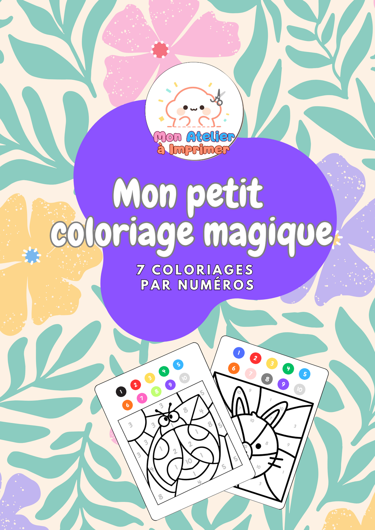 Mon petit coloriage magique – 7 coloriages par numéros à imprimer - Produit digital (PDF)