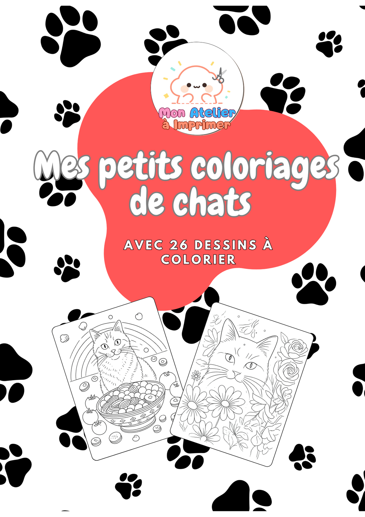 Mes petits coloriages de chats — 26 dessins à colorier à imprimer - Produit digital (PDF)